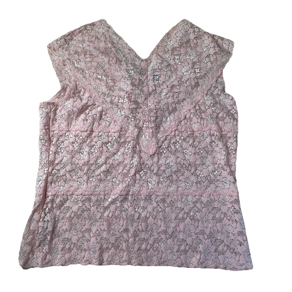 Vintage Bandolino Top Women Large Lace Pink Boho Cottage Y2k 90s